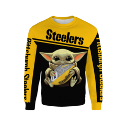 Pittsburgh Steelers Baby Yoda 3D Shirt - 3D Sweatshirt - Black