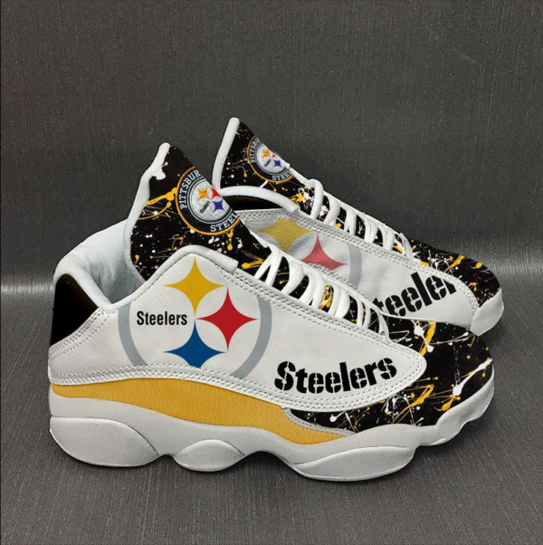 Pittsburgh Steelers Logo Air Jordan 13 Shoes For Fans - Men's Air Jordan 13 - White
