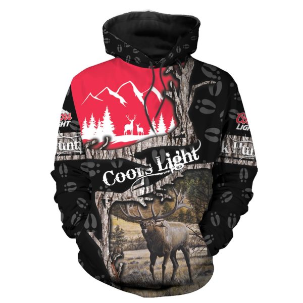 Red Deer Hunter Coors Light 3D Hoodies - 3D Zip Hoodie - Black