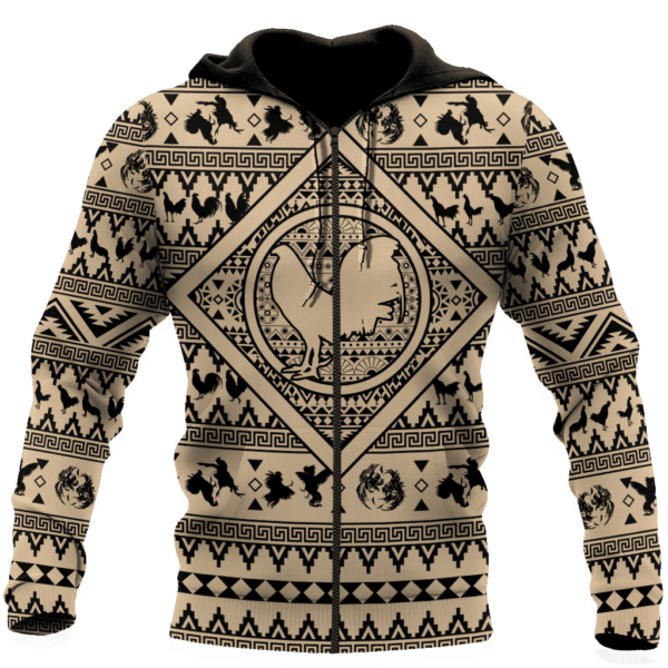 Rooster All Over Print Shirts For Men And Women - 3D Zip Hoodie - Black