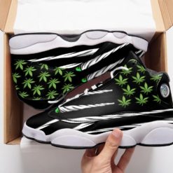Weed Cannabis Flag Air Jordan 13 Shoes - Women's Air Jordan 13 - Black