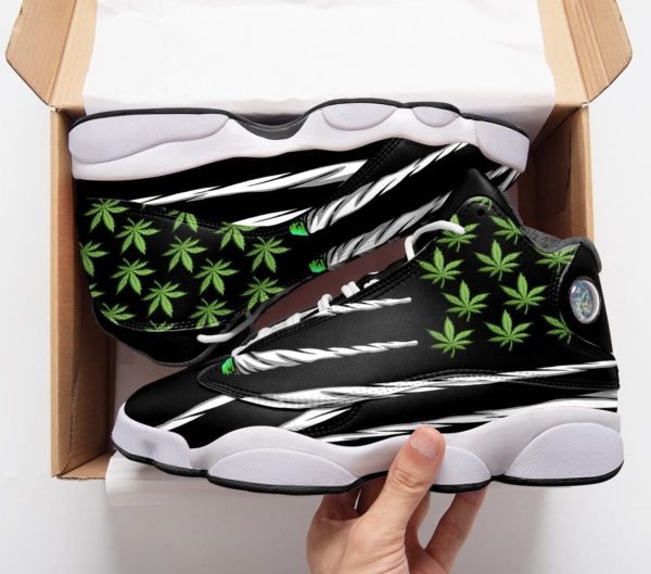 Weed Cannabis Flag Air Jordan 13 Shoes - Women's Air Jordan 13 - Black