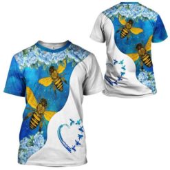 0x540@163291435832f08e6a1e 247x247px Custom Name Bee Love Blue Flower All Over Print 3D Hoodie Zip Hoodie.