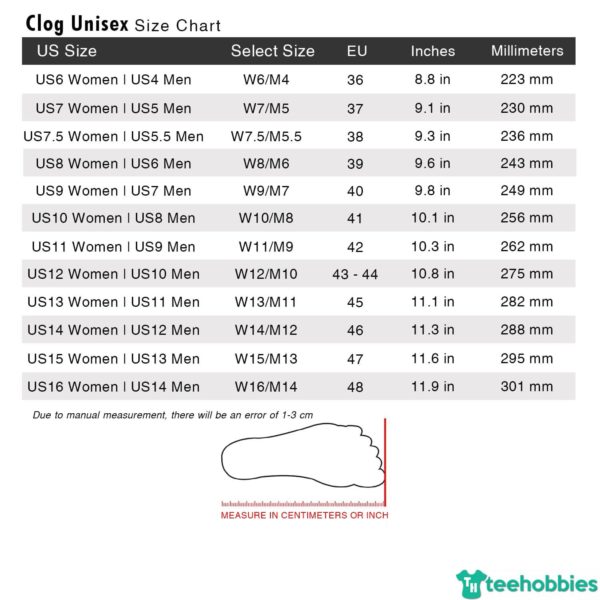 Clog Unisex Size Chart Updated 1500x1500 min 60 600x600px In March We Wear Green Patrick’s Day Clog Shoes
