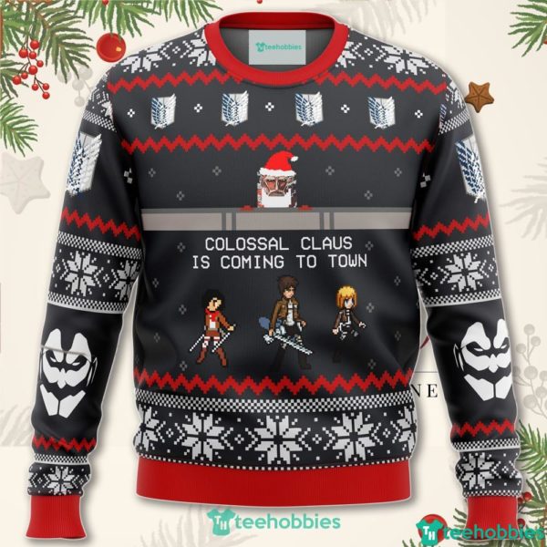 attack on titan colossal claus christmas sweater for men women 1 636Gv 600x600px Attack On Titan Colossal Claus Christmas Sweater For Men Women