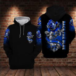Back The Blue Rose All Over Print 3D Shirt - 3D Hoodie - Black