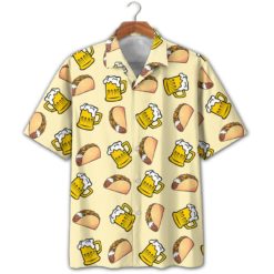 Beer And Taco Hawaiian Shirt - Hawaiian Shirt - Yellow