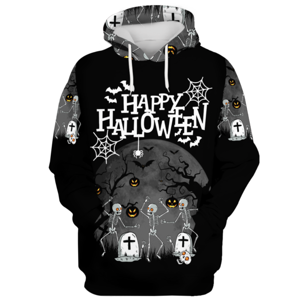 Bones Spider Halloween Night 3D All Over Print T-Shirt Hoodie - 3D Hoodie -