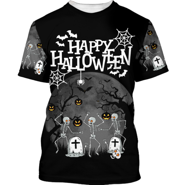 Bones Spider Halloween Night 3D All Over Print T-Shirt Hoodie - 3D T-Shirt -
