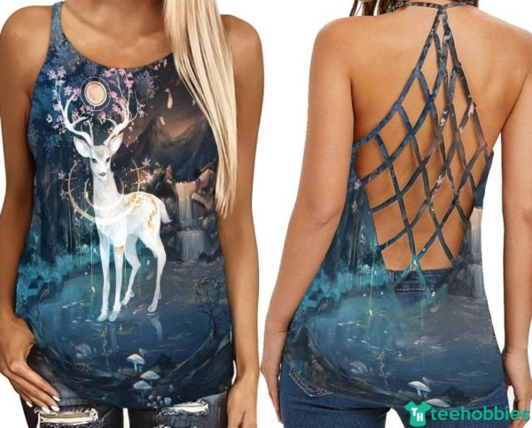 both 25 b8f06f02 df89 409d adc5 1ee3e177500a 1024x1024 600x483px Cute Reindeer And Moon Gift For Girls Hollow Tank Top