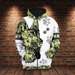 Camouflage German Shepherd All Over Print Shirt - 3D Zip Hoodie - White