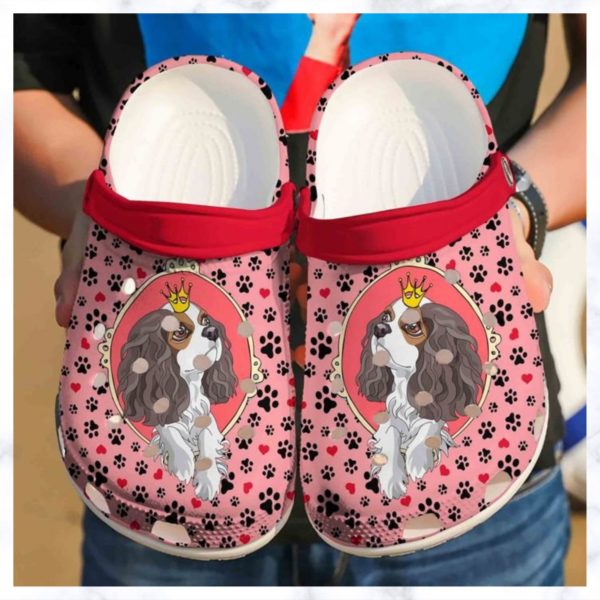 Cavalier King Charles Spaniel Cute Dog Clog Shoes. - Clog Shoes - Pink
