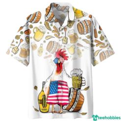 Chicken Beer Lover Funny Holiday Hawaiian Shirt - Hawaiian Shirt - White