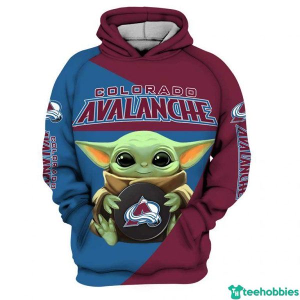 Colorado Avalanche Baby Yoda Star Wars All Over Print 3D Hoodie - 3D Hoodie - Blue