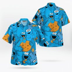 Cookie Monster Cookie Lover Funny Hawaiian Shirt - Hawaiian Shirt - Blue