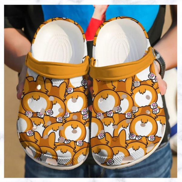 Corgi Butts Cute Dog Clog Shoes - Clog Shoes - Yellow
