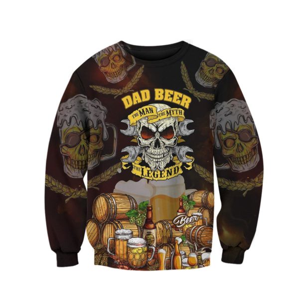 Dad Beer The Legend Beer For Christmas 3D T-Shirt Sweatshirt - 3D Sweatshirt - Yellow