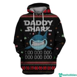 Dad Shark Hoodie Daddy Shark Doo Doo Doo Doo 3D Full Over Print Gift For Dad - 3D Hoodie - Black
