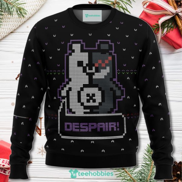 danganropa monokuma despair christmas sweater for men women 1 y1ndo 600x600px Danganropa Monokuma Despair Christmas Sweater For Men Women