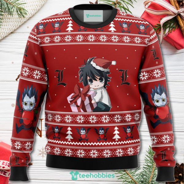 death note chibi l christmas sweater for men women 1 iueyF 600x600px Death Note Chibi L Christmas Sweater For Men Women