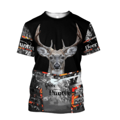 Deer Hunting Gift For Dad Farther's Day 3D All Over Print Shirt - 3D T-Shirt - Black