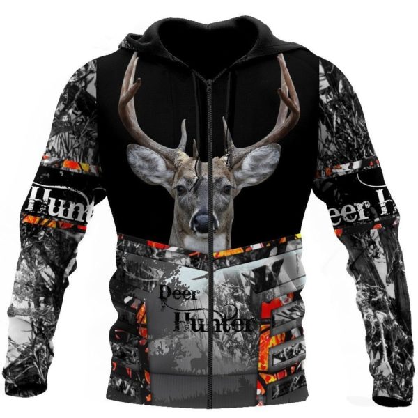 Deer Hunting Gift For Dad Farther's Day 3D All Over Print Shirt - 3D Zip Hoodie - Black