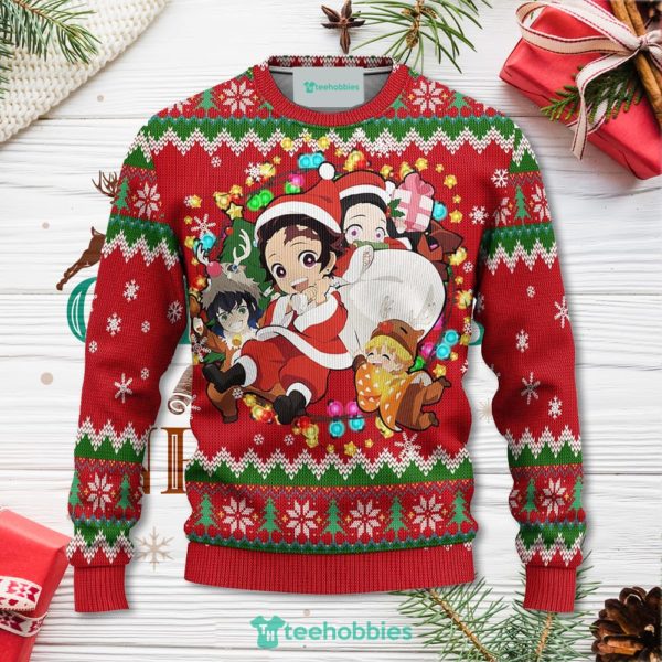 demon slayer anime christmas sweater red xmas for men women 1 BSs3K 600x600px Demon Slayer Anime Christmas Sweater Red Xmas For Men Women