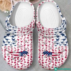 Dinosaurs American Flag Dinosaur Lover Clog Shoes - Clog Shoes - Red