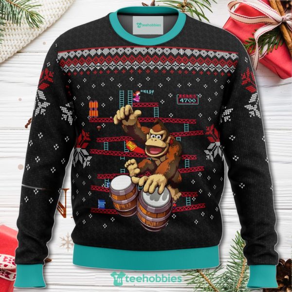 donkey kong drums christmas sweater for men women 1 yng3f 600x600px Donkey Kong Drums Christmas Sweater For Men Women