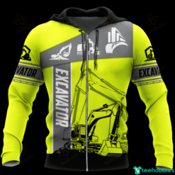 Excavator Unisex 3D All Over Print - 3D Zip Hoodie - Green