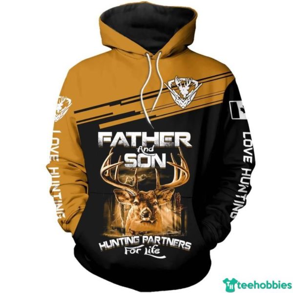 Father And Son Hunting Partners For Life Gift For Father's Day All Over Print 3D Shirt - 3D Hoodie - Black