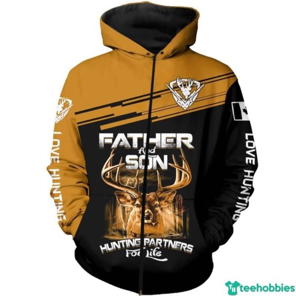 Father And Son Hunting Partners For Life Gift For Father's Day All Over Print 3D Shirt - 3D Zip Hoodie - Black