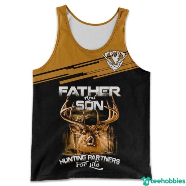 Father And Son Hunting Partners For Life Gift For Father's Day All Over Print 3D Shirt - Hollow Tanktop - Black