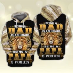 Father's Day The Lion Being A Dad Is An Honor Being A Papa Is Priceless All Over Print 3D Hoodie - 3D Hoodie - Black