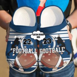 Football Personalized Number Football Lover Clog Shoes - Clog Shoes - Navy