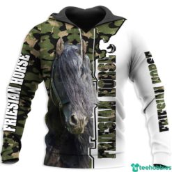 Friesian Horse, Love Horse 3D All Over Print For Men and Women - 3D Hoodie - Green Camo