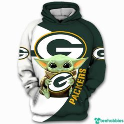 Green Bay Packers Baby Yoda Star Wars All Over Print 3D Hoodie - 3D Hoodie - Green