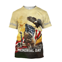 Honor The Fallen Memorial Day Us Veteran 3D All Over Print Shirt - 3D T-Shirt - Yellow