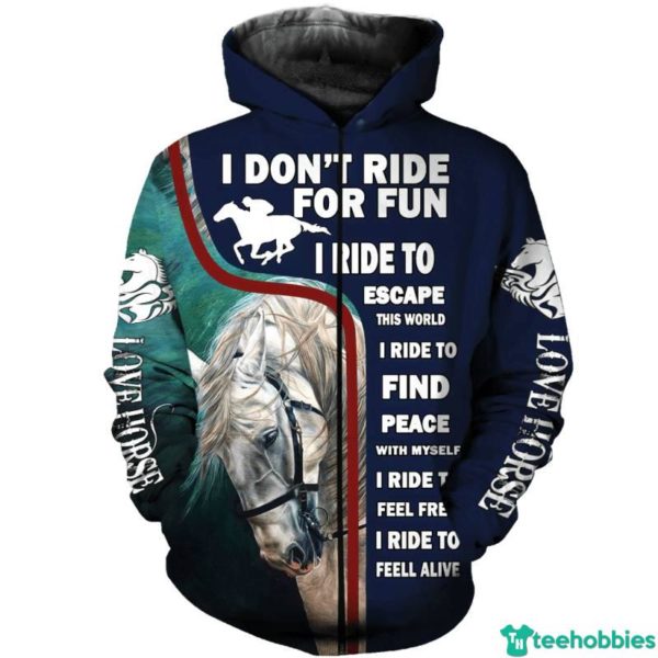 Horse Lover I Don't Ride For Fun I Ride To Escape All Over Print 3D Shirt. - 3D Zip Hoodie - Navy