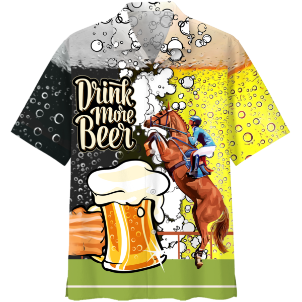 Horse Racing Drink More Beer Hawaiian Shirt And Short Pant - Hawaiian Shirt - Yellow