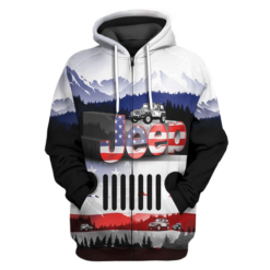 Jeep American Flag All Over Print 3D Hoodie T-Shirt - 3D Zip Hoodie - Black