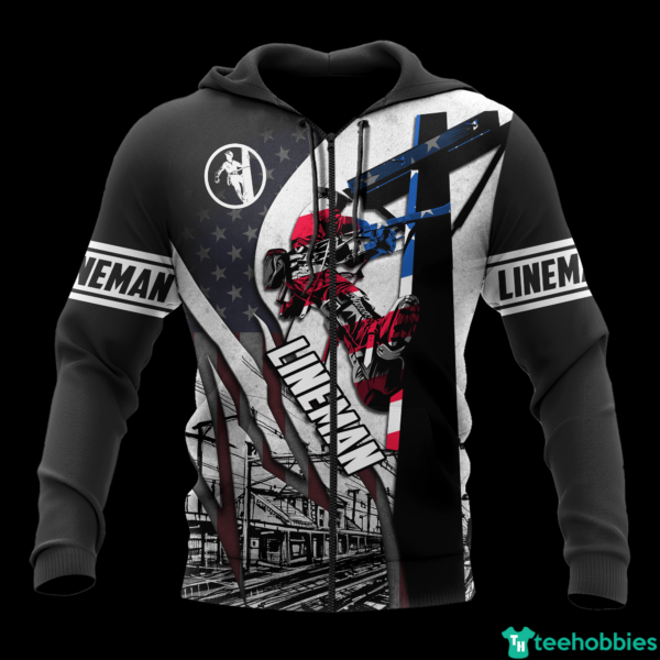 Lineman Unisex 3D All Over Print - 3D Zip Hoodie - Dark Grey