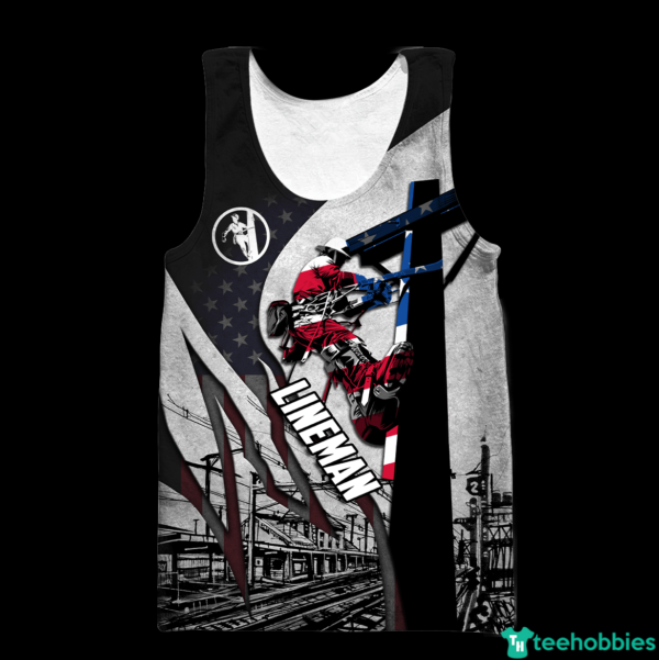 Lineman Unisex 3D All Over Print - Hollow Tanktop - Dark Grey
