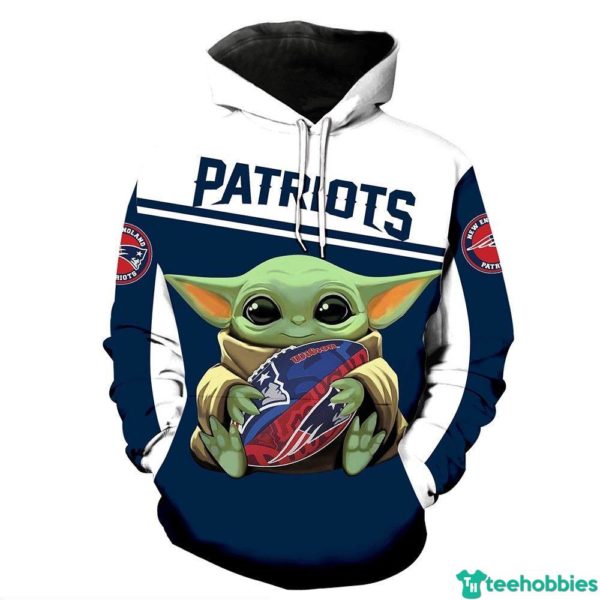NFL New England Patriots Baby Yoda Star Wars All Over Print 3D Hoodie - 3D Hoodie - Navy