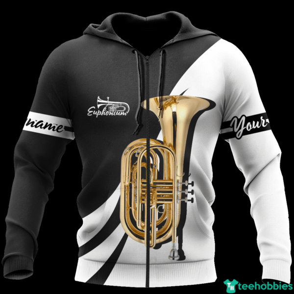 Personalized Name Euphonium Music 3D Shirt - 3D Zip Hoodie - White