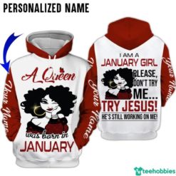 Personalized Name I Am January Girl A Queen Was Born In January All Over Print 3D Hoodie - 3D Hoodie - Red