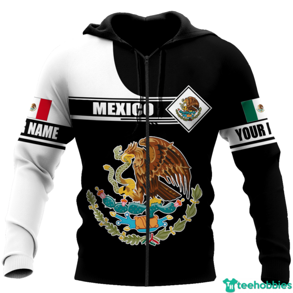 Personalized Name Mexico All Over Print 3D Shirt - 3D Zip Hoodie - Black