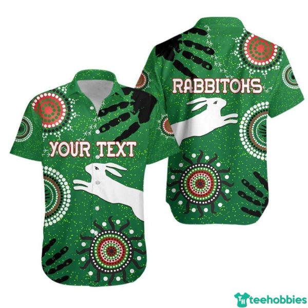 Personalized Name South Sydney Rabbitohs Indigenous Hawaiian Shirt - Hawaiian Shirt - Green