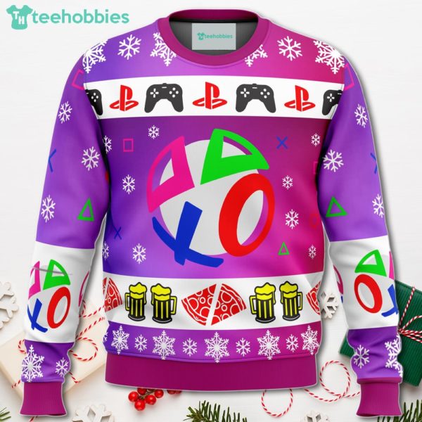 playstation neon christmas sweater for men women 1 d60Ry 600x600px Playstation Neon Christmas Sweater For Men Women