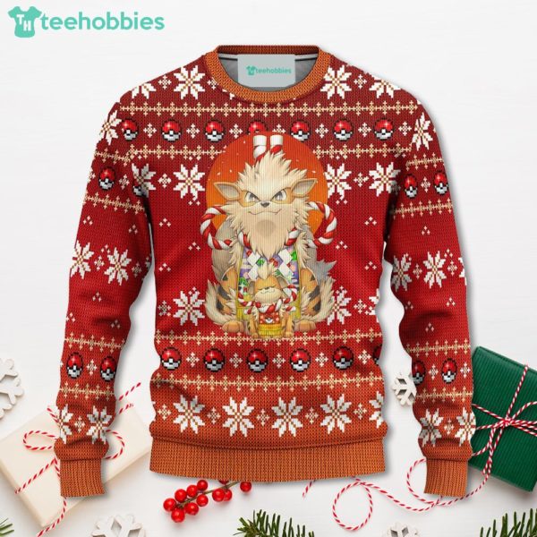 pokemon arcanine christmas sweater anime xmas for men women 1 A15CF 600x600px Pokemon Arcanine Christmas Sweater Anime Xmas For Men Women